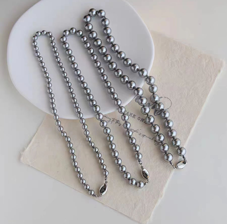 6mm gray pearl necklace