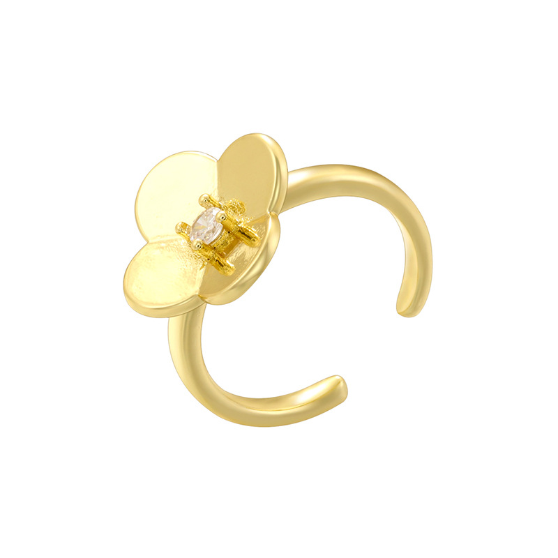 Vj705 gold four-leaf clover ring