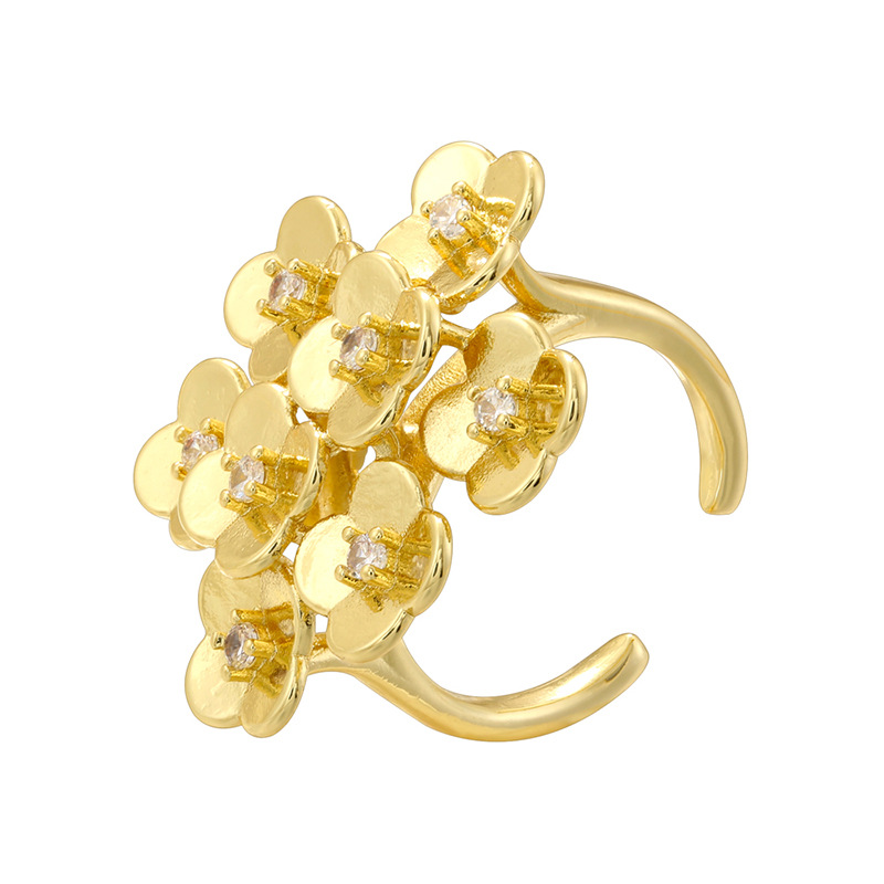 Vj708 gold eight-petal flower ring