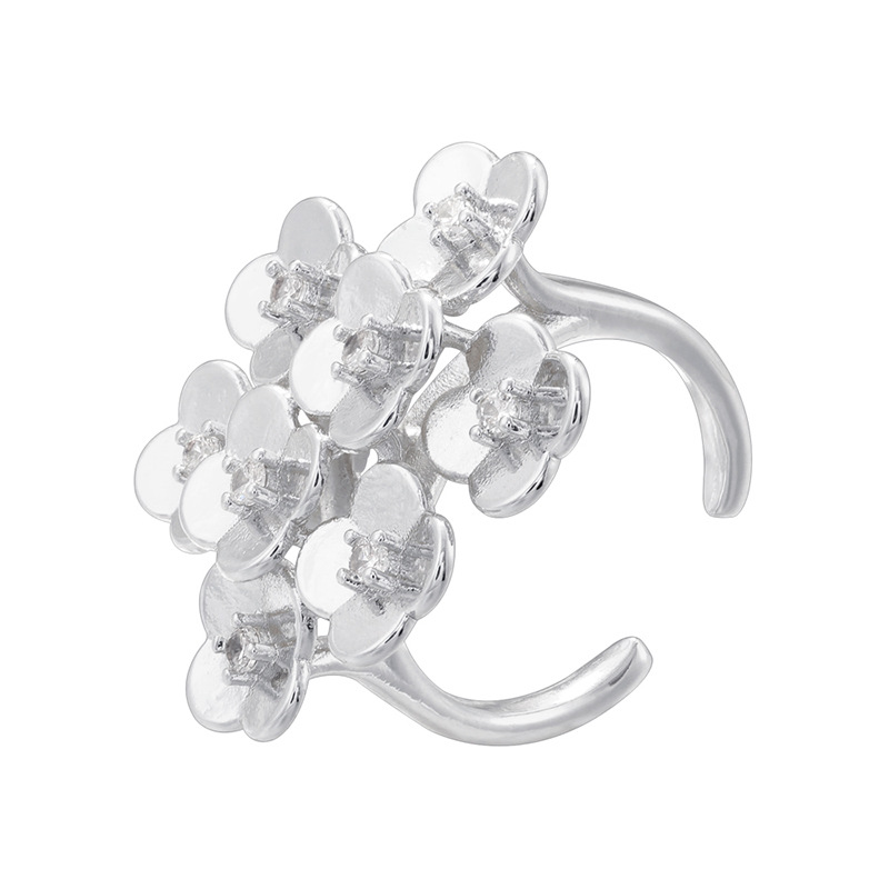 Vj708 white gold eight-petal flower ring