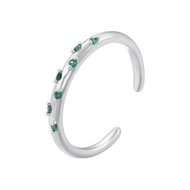 White gold green diamond ring