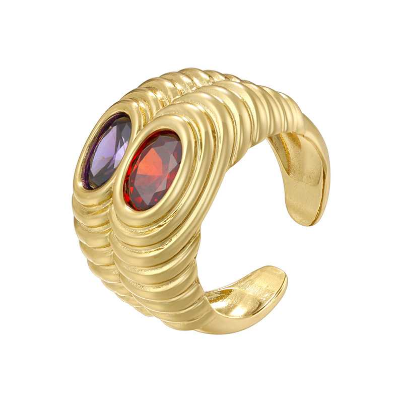 Gold red and purple diamond ring