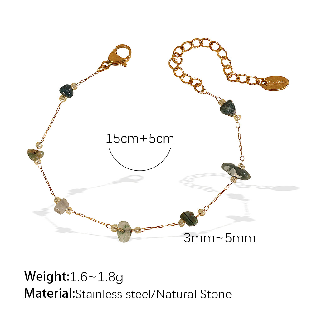 Sl118dgg dark green stone gold bracelet