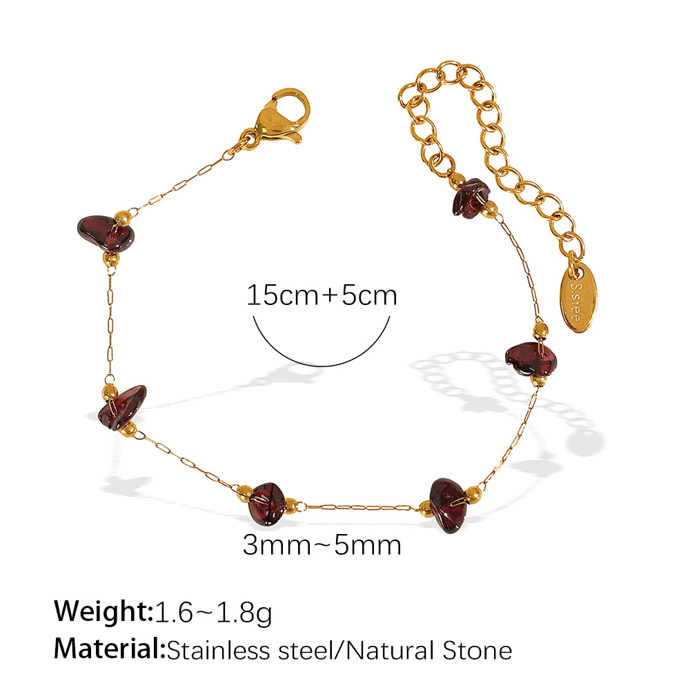 Sl118drg deep red stone gold bracelet