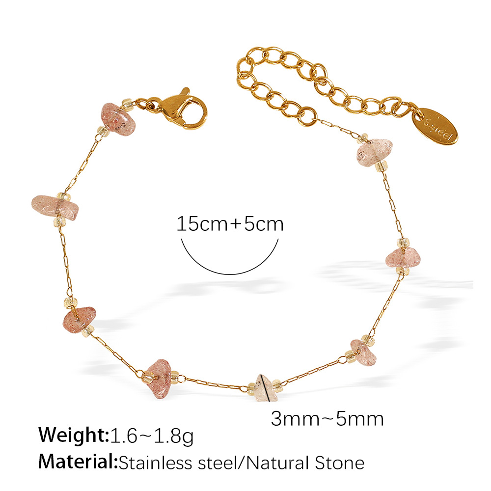 Sl118lpg light pink stone gold bracelet