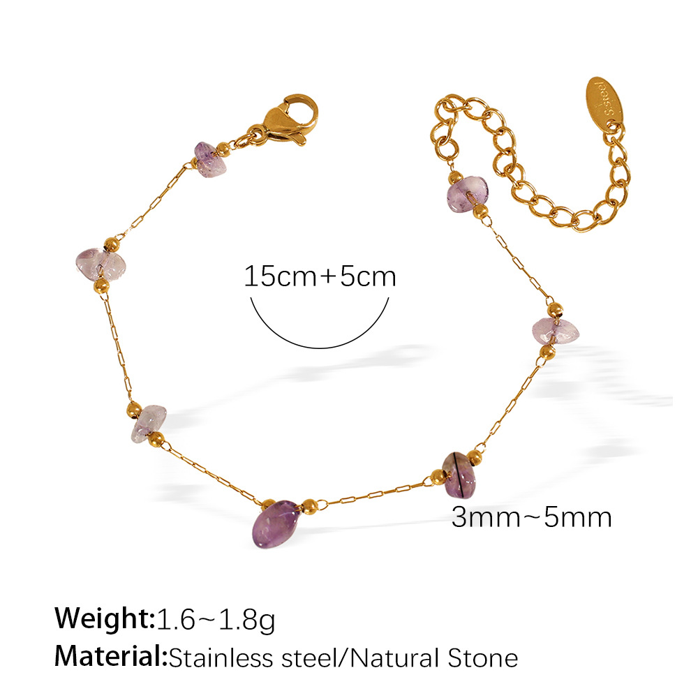 Sl118lrg light purple stone gold bracelet