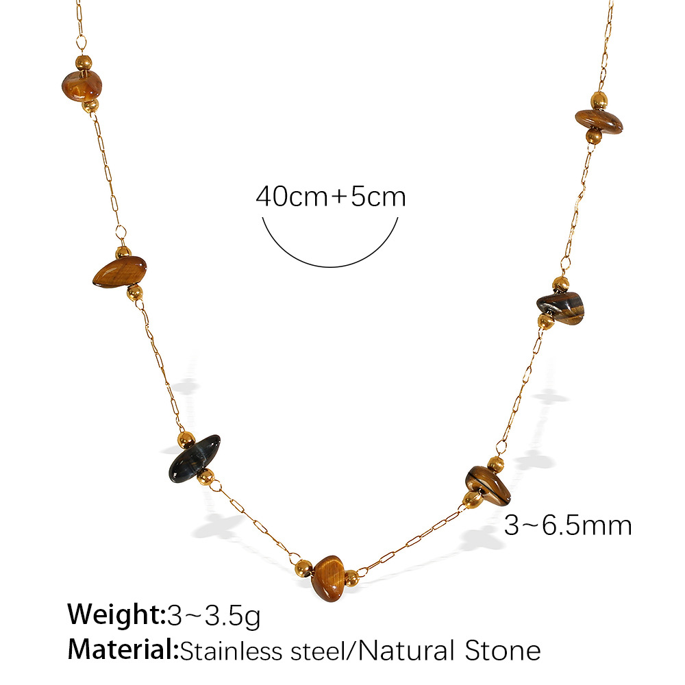 Xl374bng tiger eye stone gold necklace