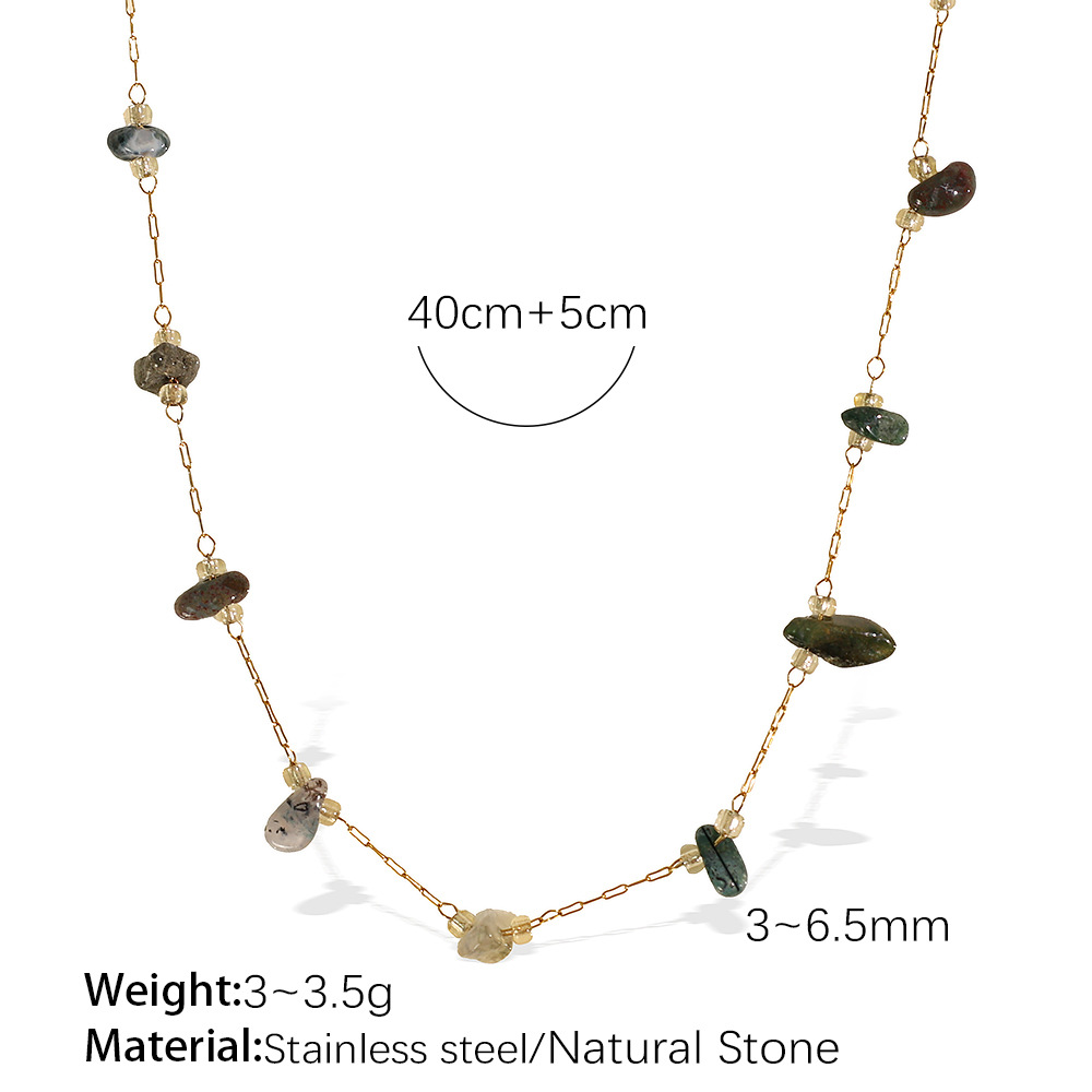 Xl374dgg dark green stone gold necklace