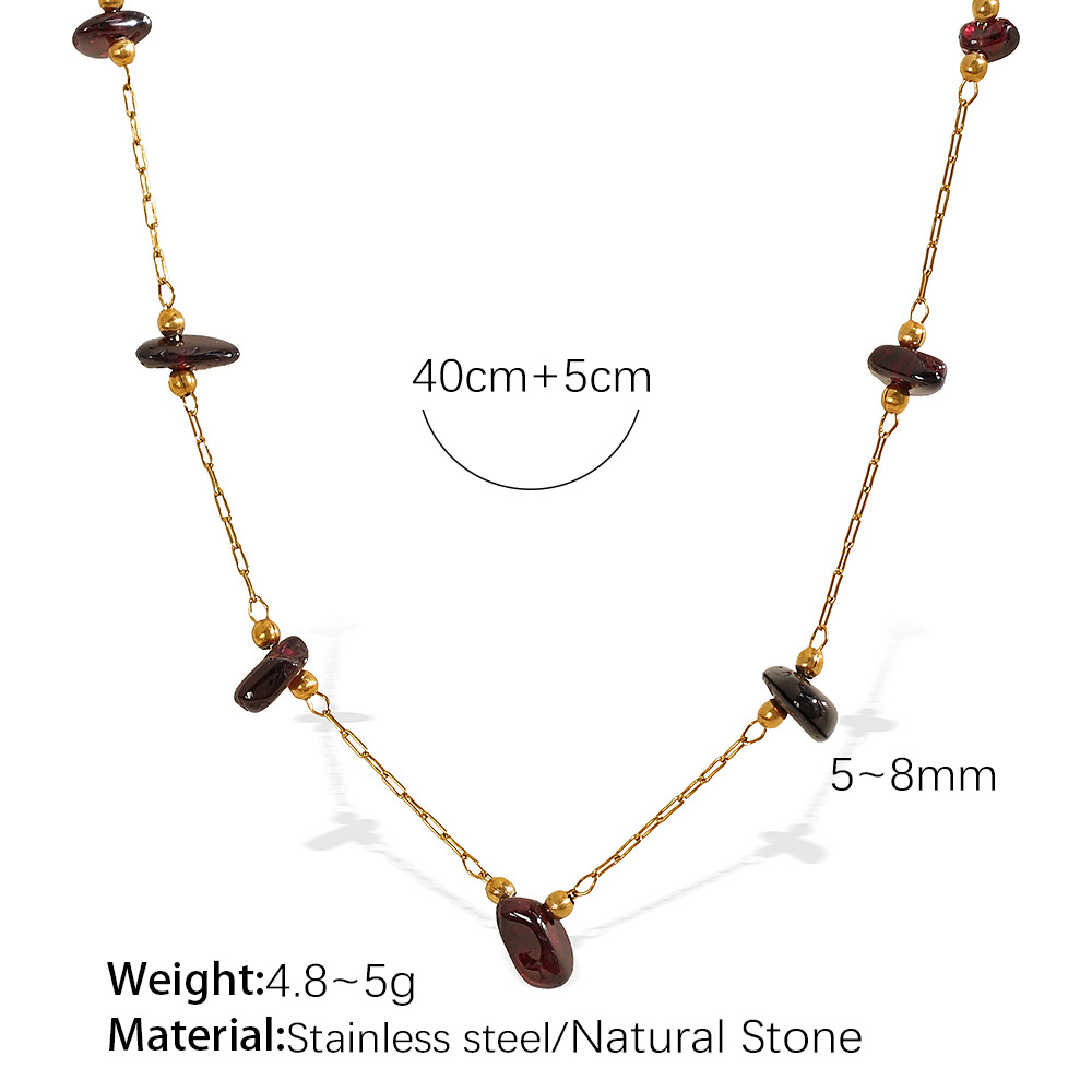 Xl374drg deep red stone gold necklace