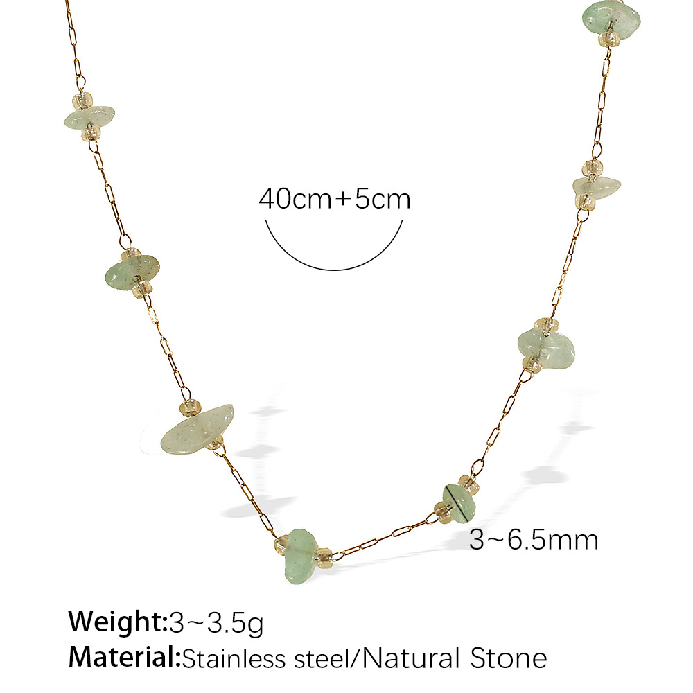 Xl374lgg light green stone gold necklace