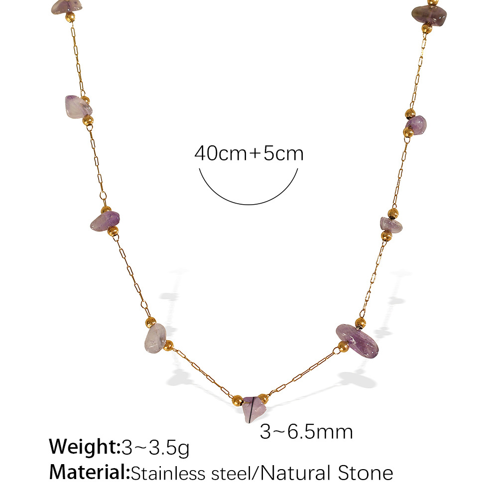 Xl374lrg light purple stone gold necklace