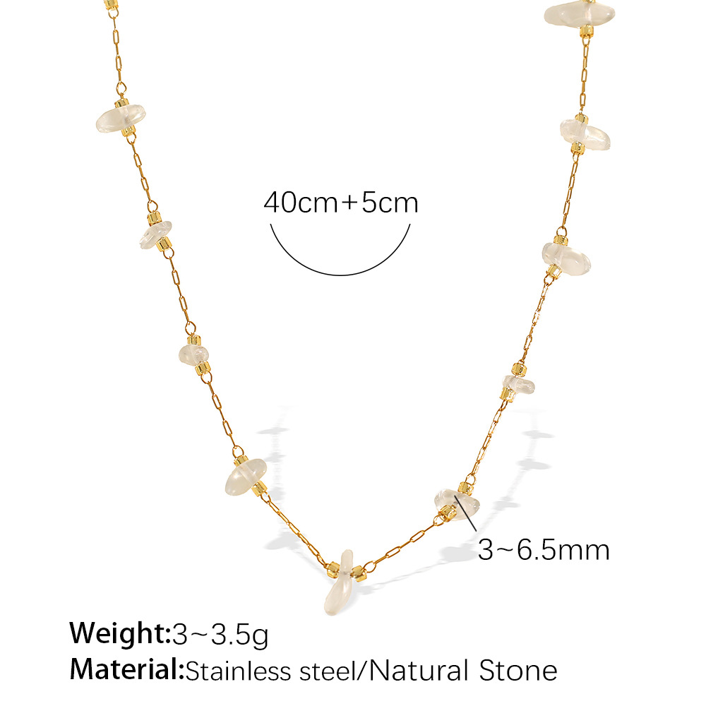 Xl374ttg transparent stone gold necklace