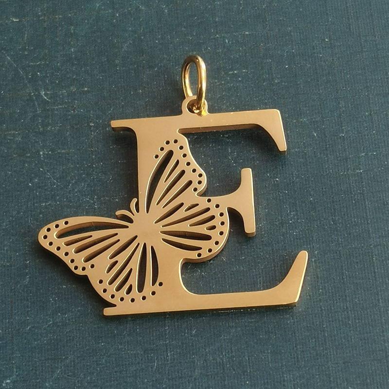 E gold pendant