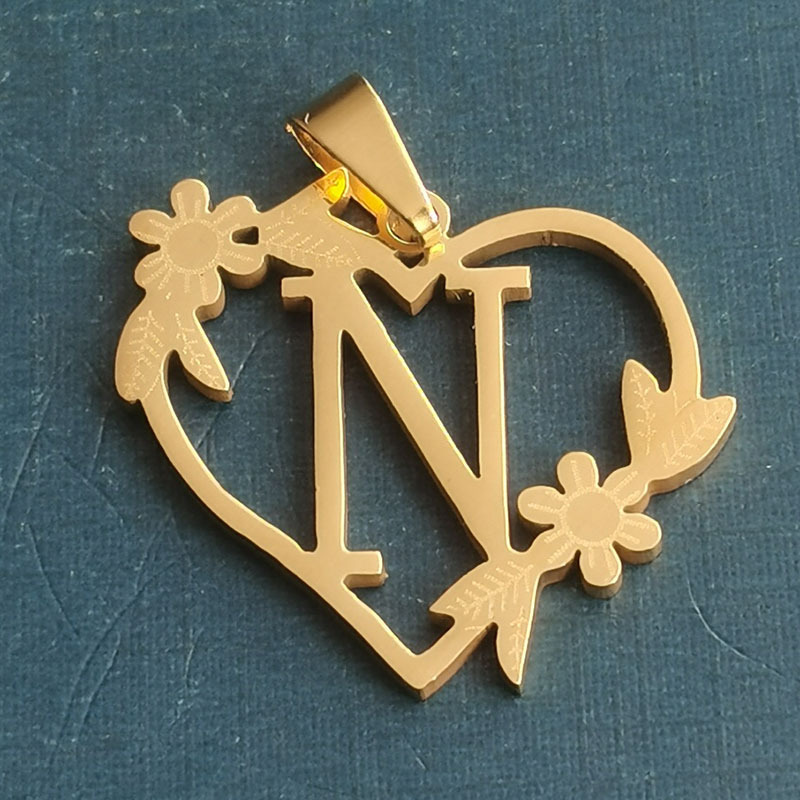 N gold pendant