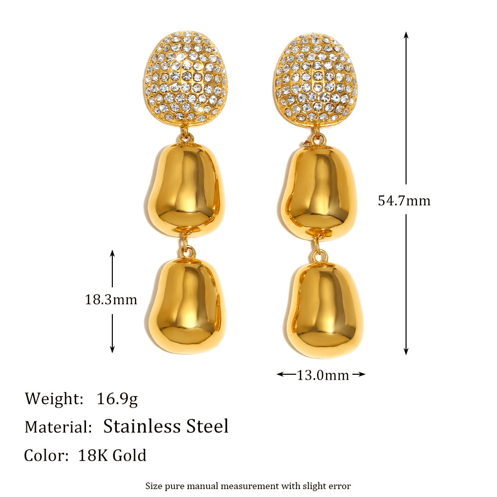 Peanut pendant zircon stud earrings-gold