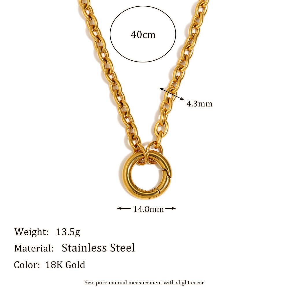 Large o chain spring buckle diy necklace-gold