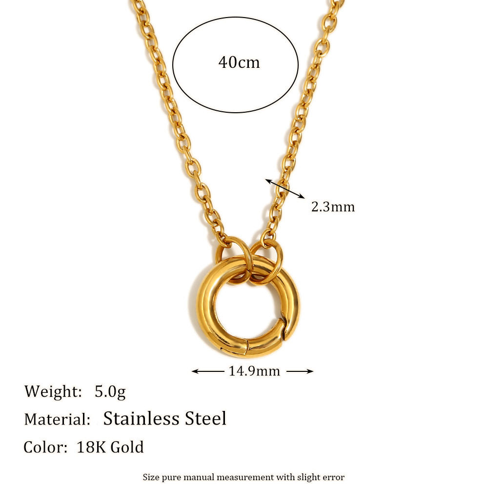 Small o-shaped chain spring buckle diy necklace - gold