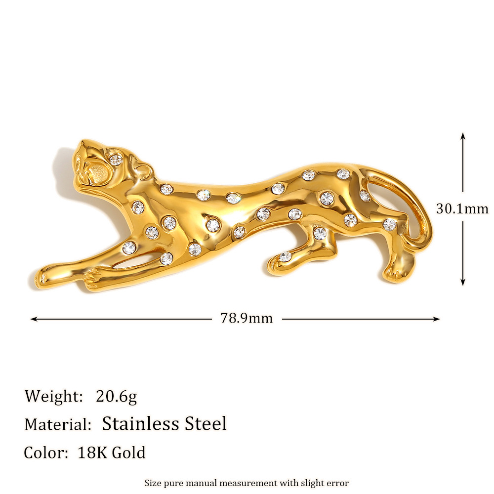 Diamond cheetah brooch-gold