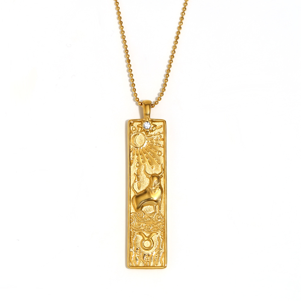 Square constellation pendant necklace-gold-taurus