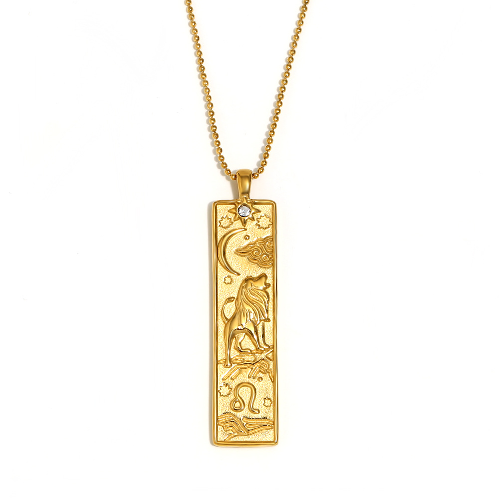 Square constellation pendant necklace-gold-lion seat