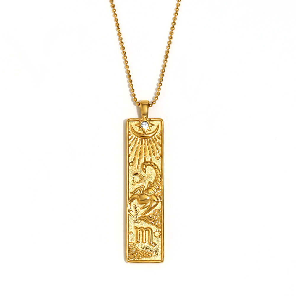 Square constellation pendant necklace-gold-scorpio