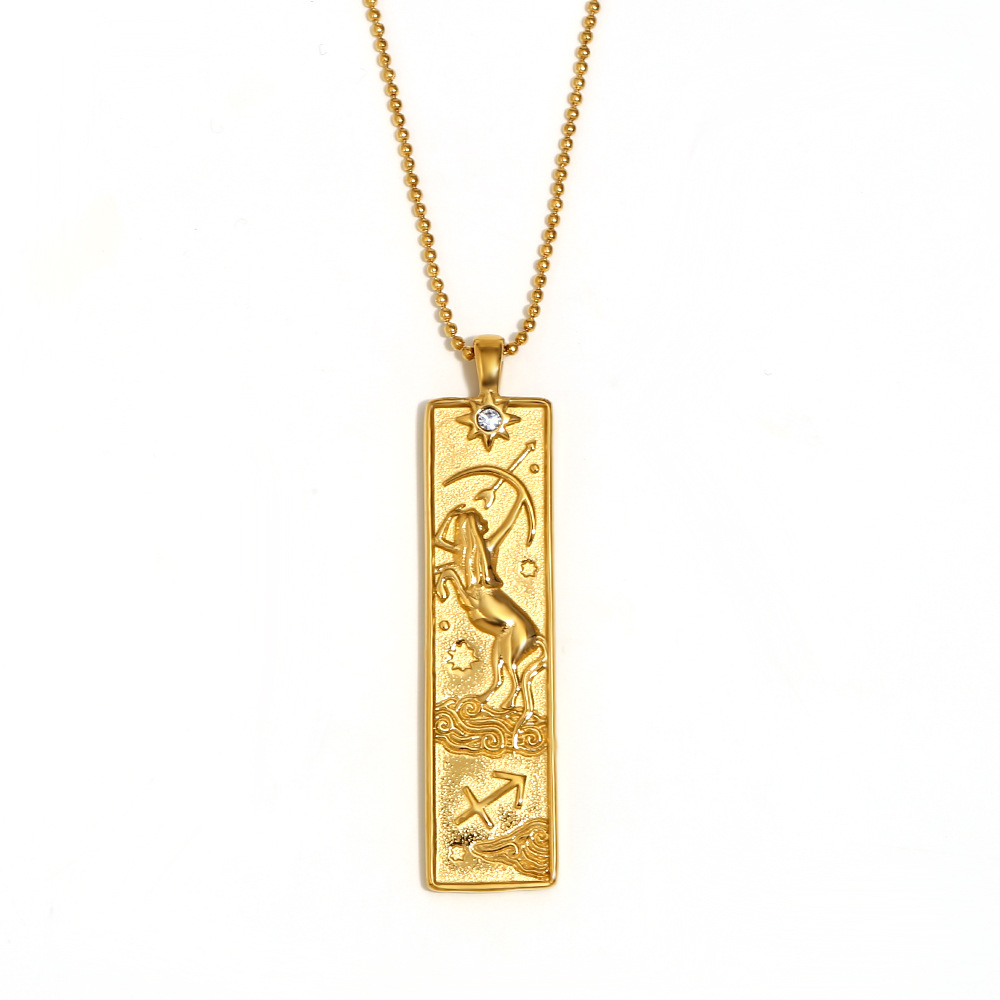 Square constellation pendant necklace-gold-shooter seat