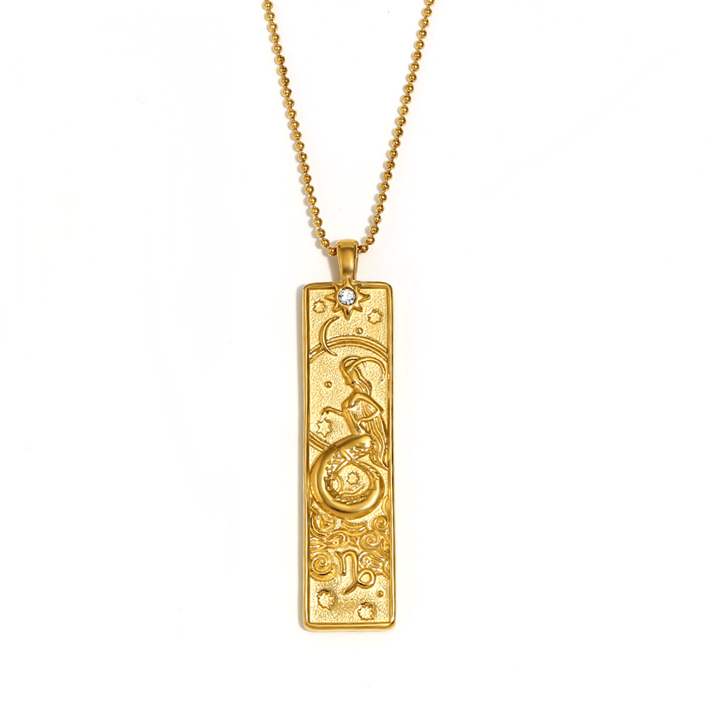 Square constellation pendant necklace-gold-capricorn