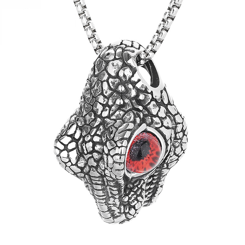 Titanium steel lion necklace red