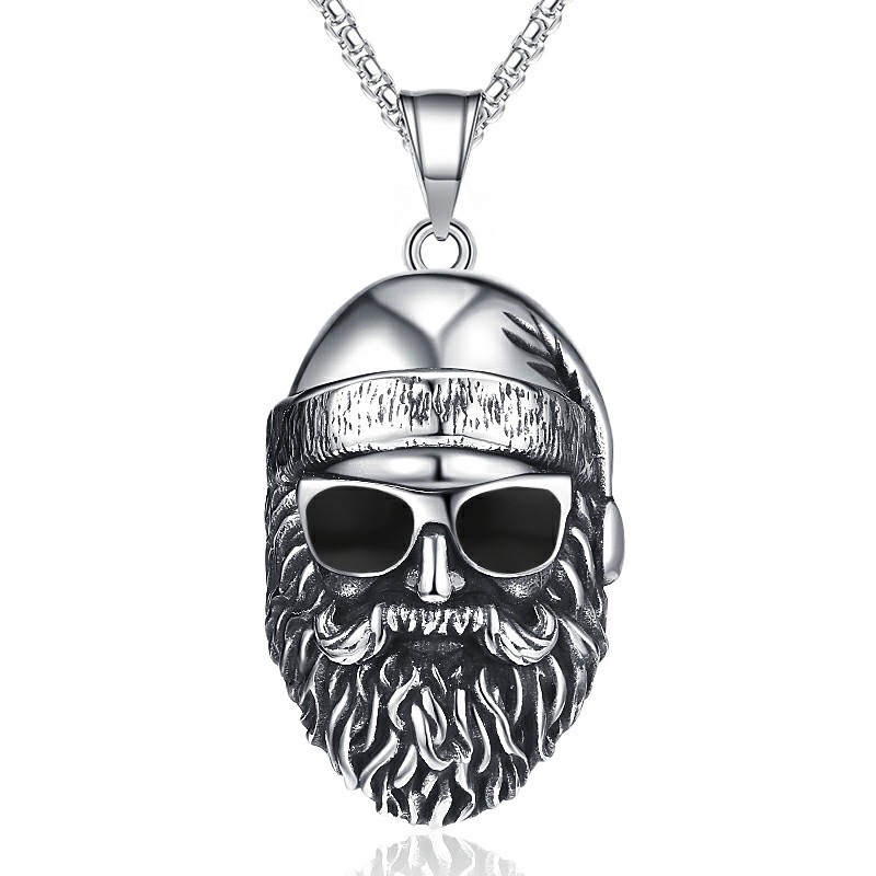 Titanium steel beard necklace black