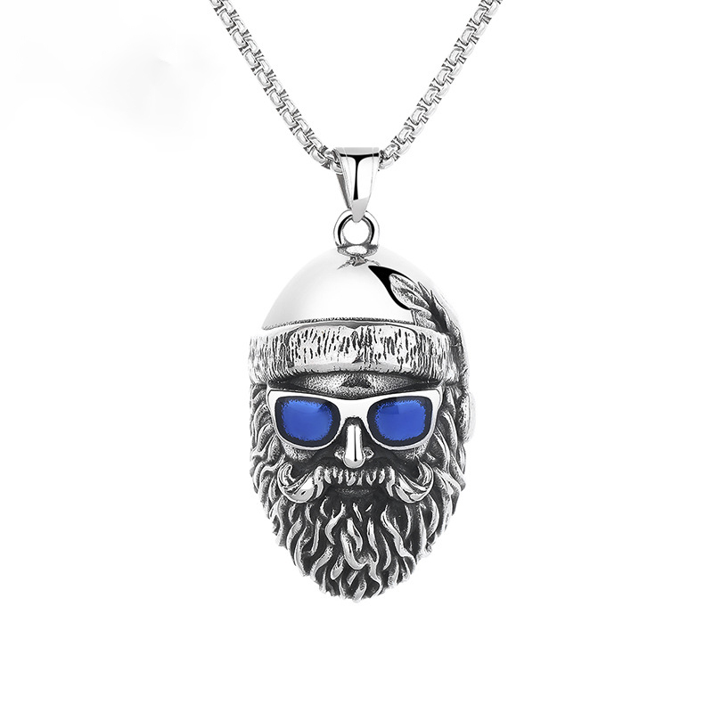 Titanium steel beard necklace blue