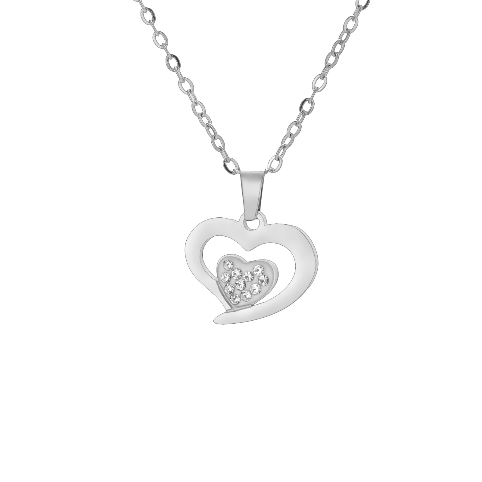 Large love embedded point diamond-steel color