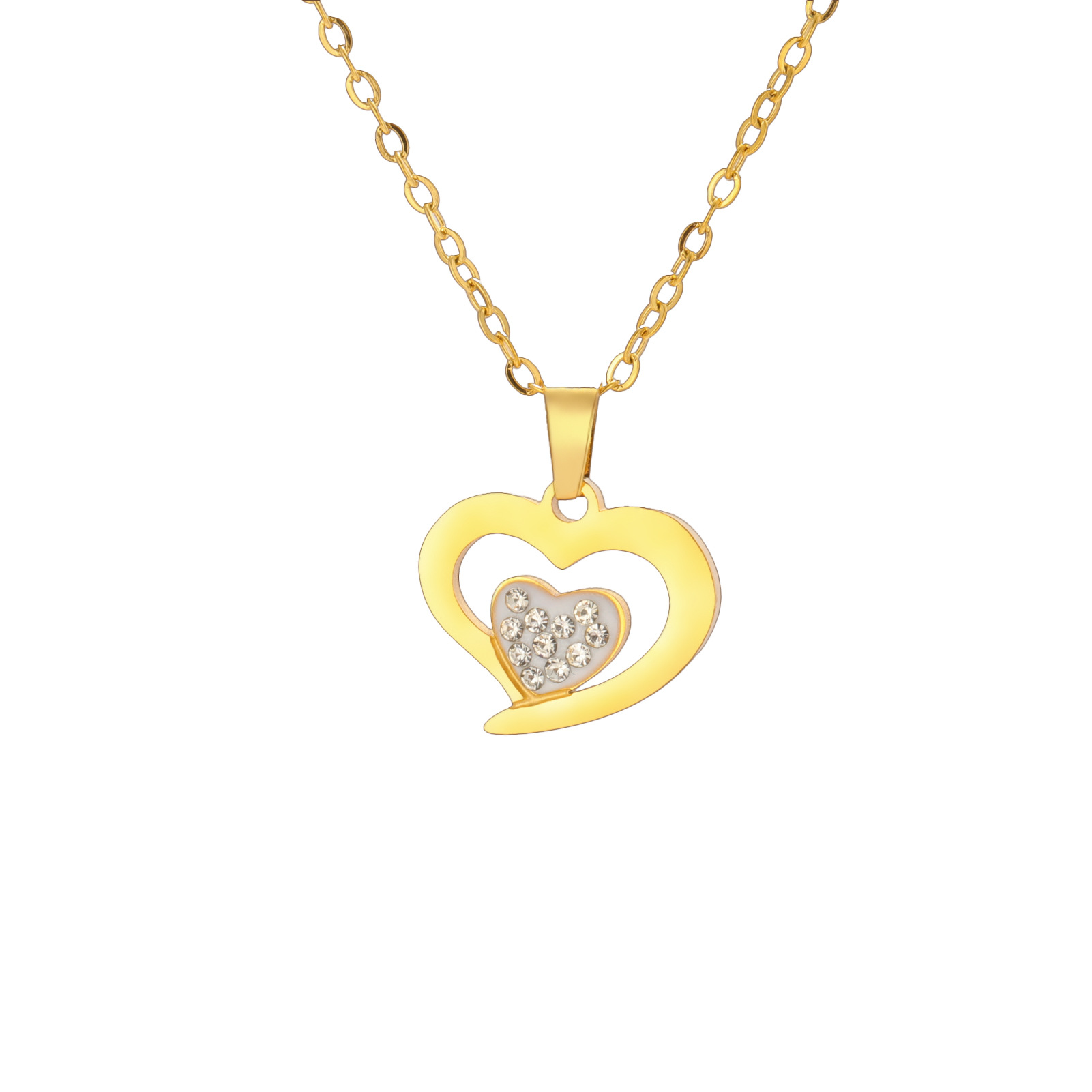 Big love embedded point diamond-gold