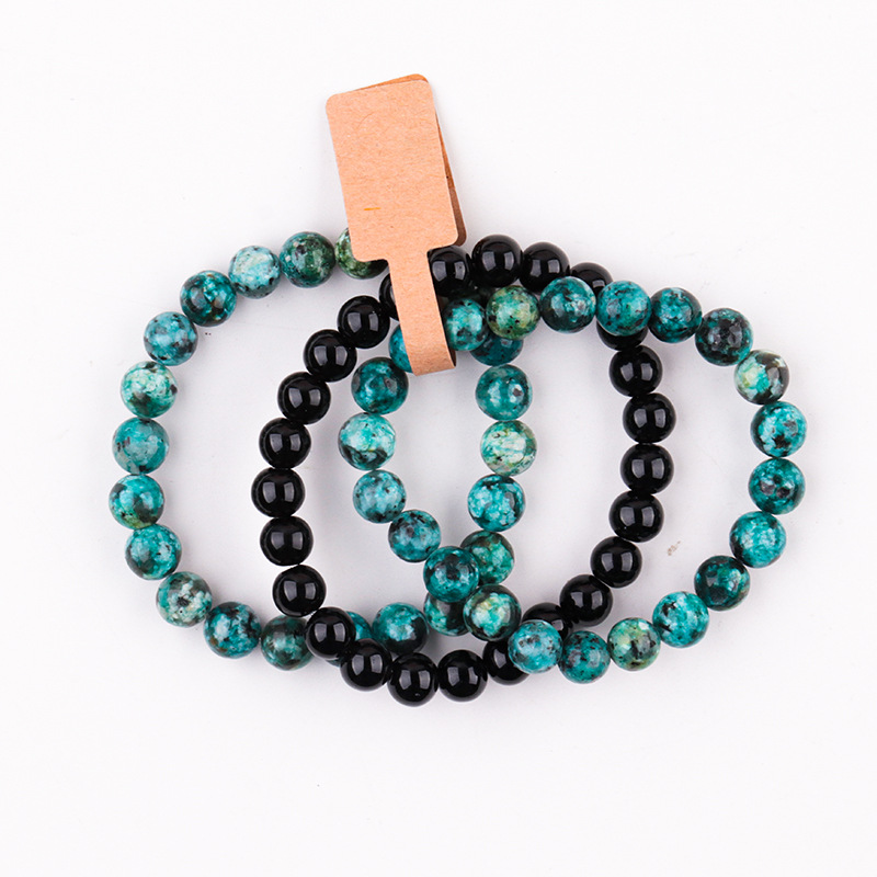 African  turquoise   bright black agate bracelet suit (three pieces)