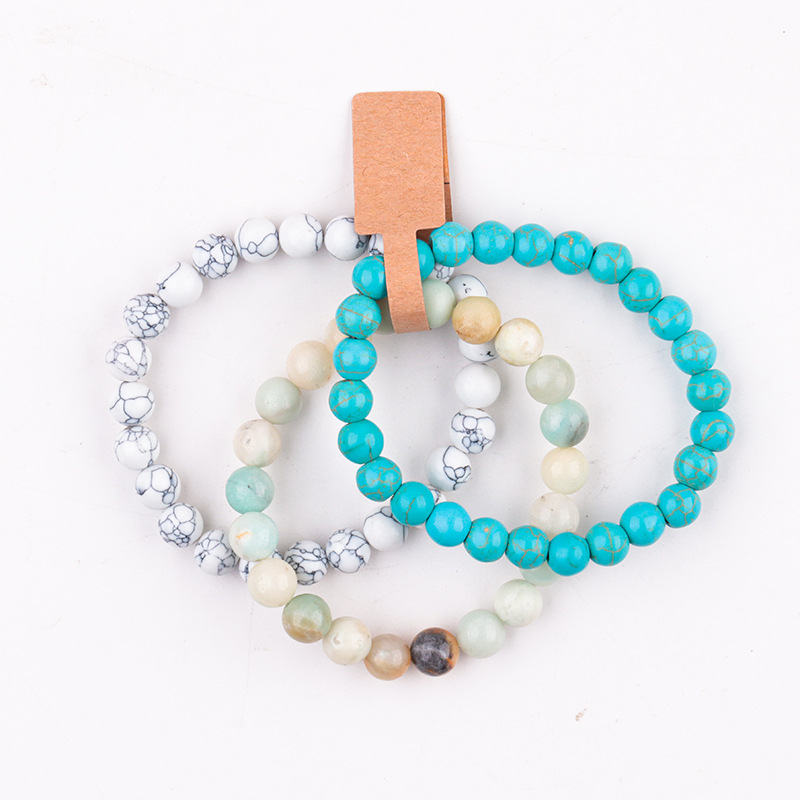 Blue turquoise    White turquoise    Amazon stone bracelet suit (three pieces)