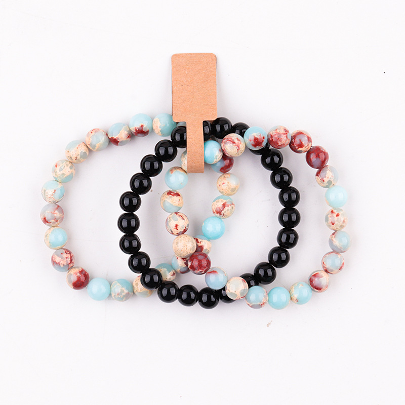 Shoushan stone   bright black agate bracelet suit (three pieces)