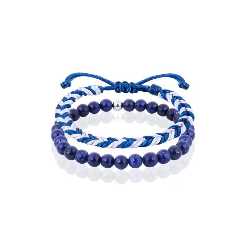 Lapis Lazus White and Blue Woven Bracelet