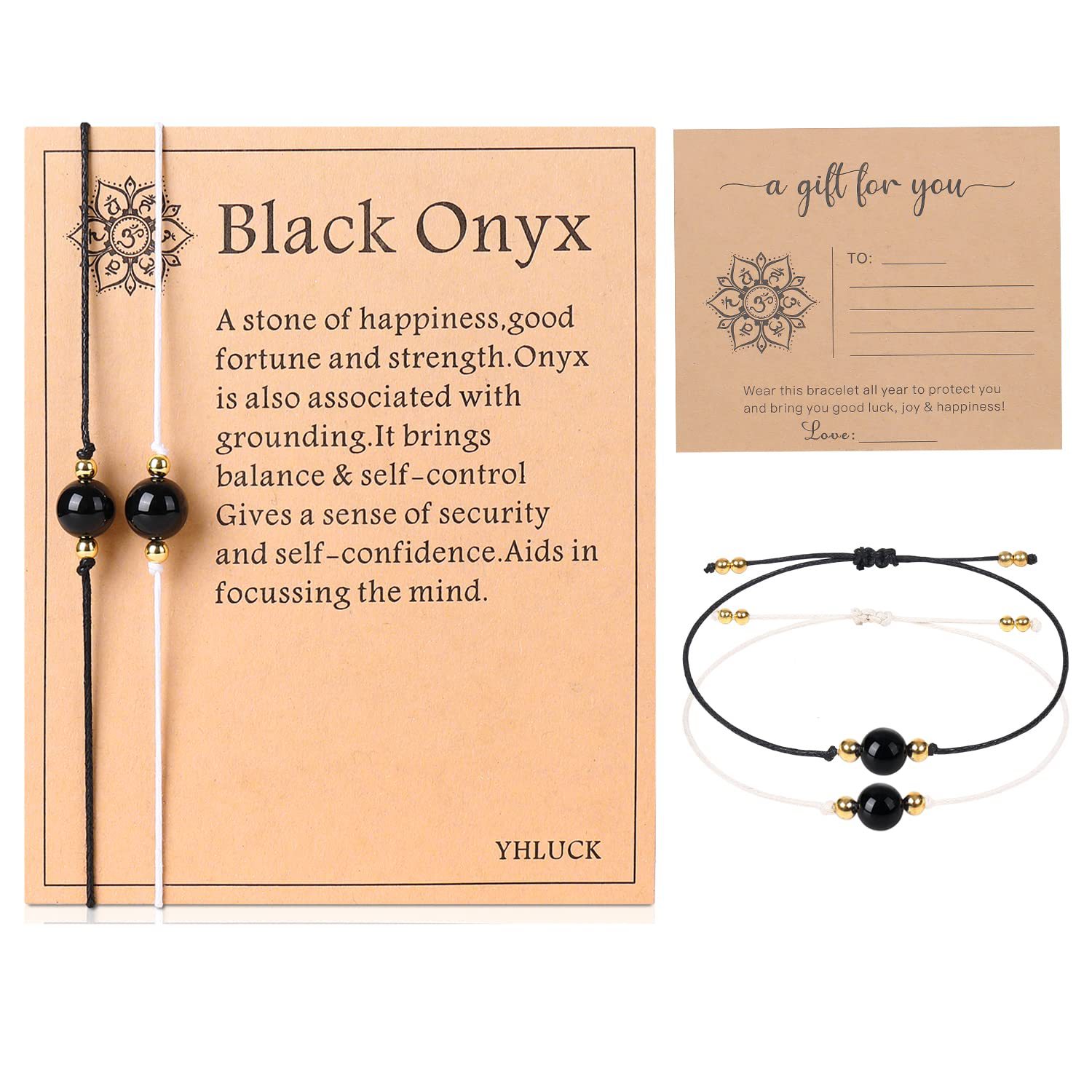 Black Onyx Bracelet Set (Two Pack) Black Card