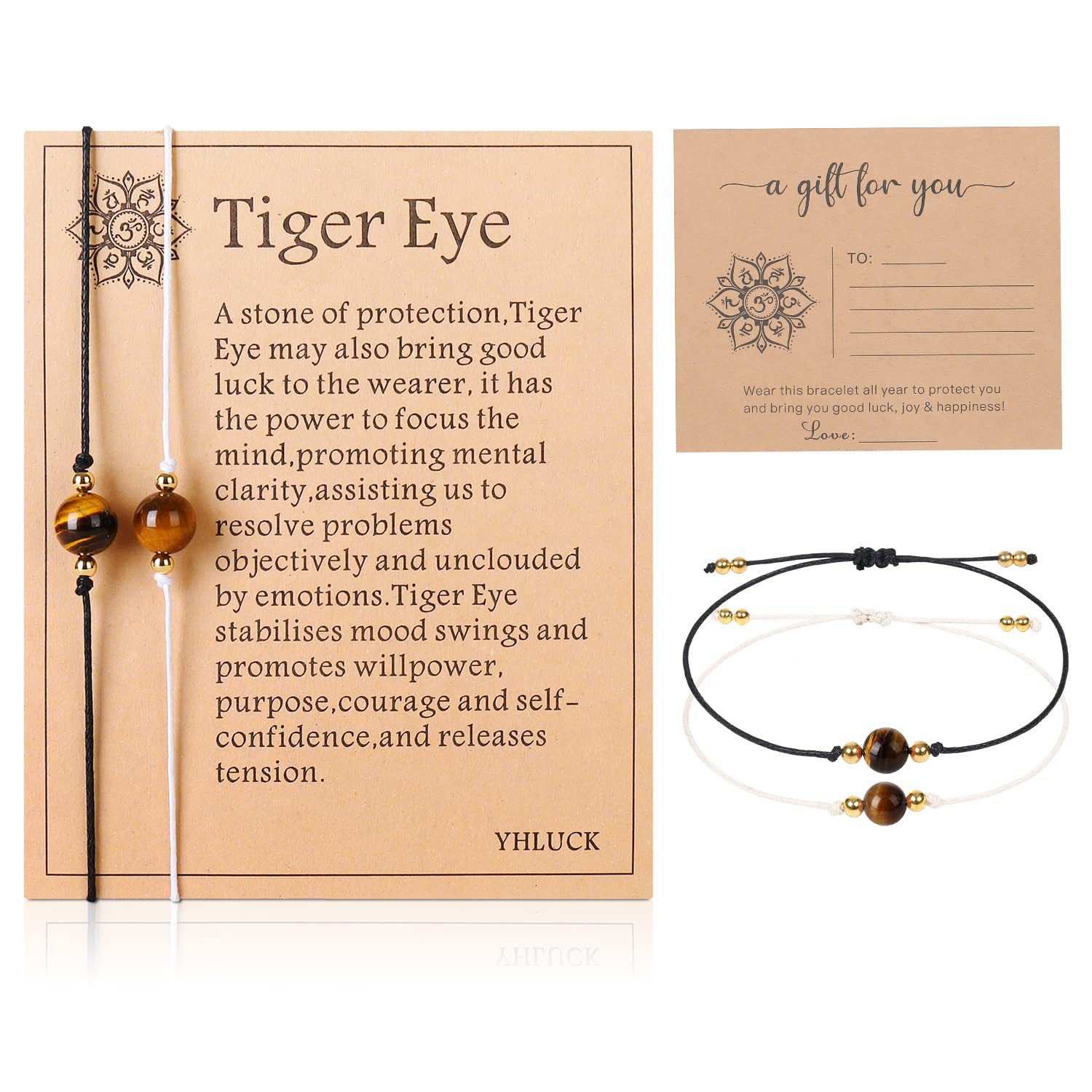 Yellow Tiger Eye Bracelet Set (Two Pack) Tiger Card