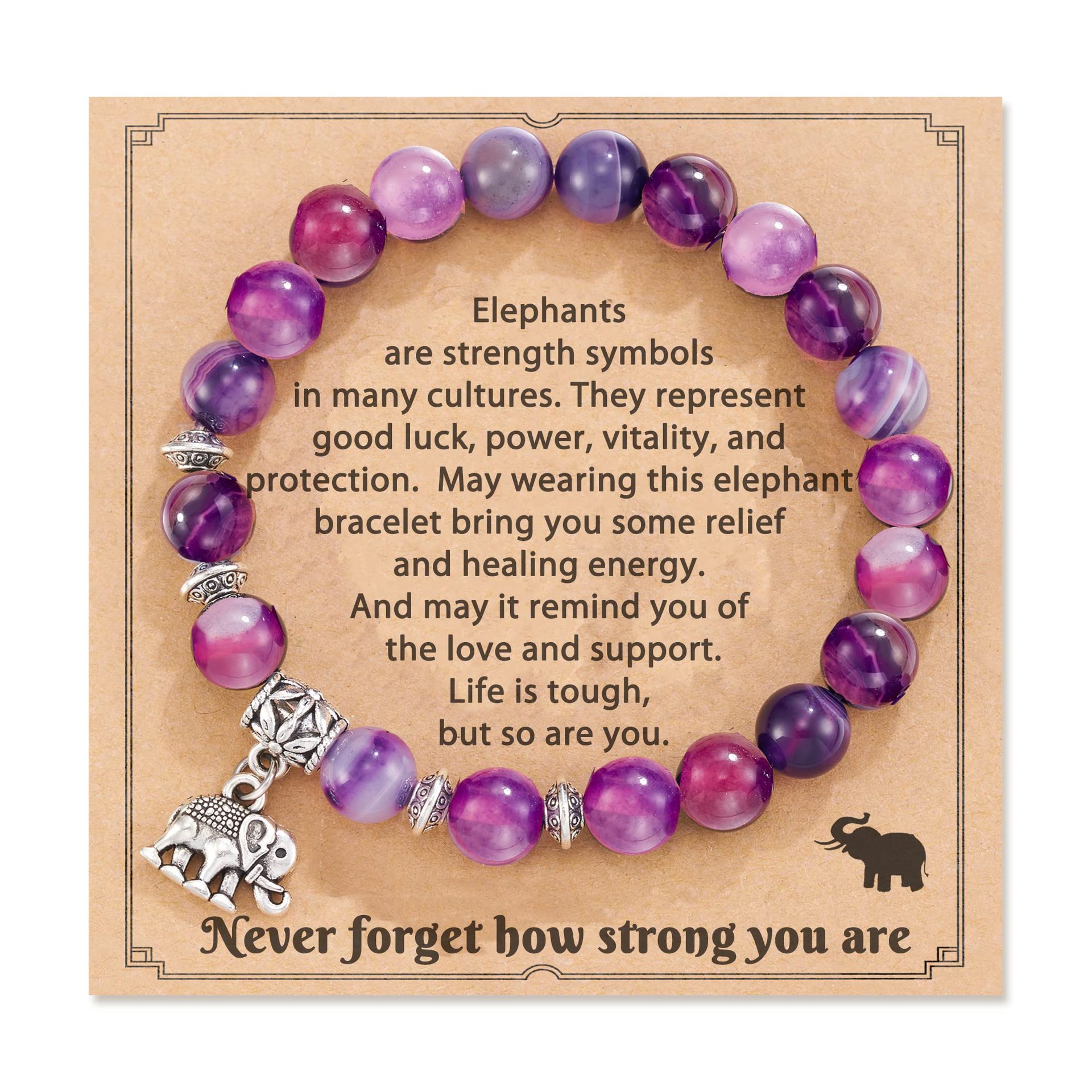 Purple Agate Elephant Pendant Never Card