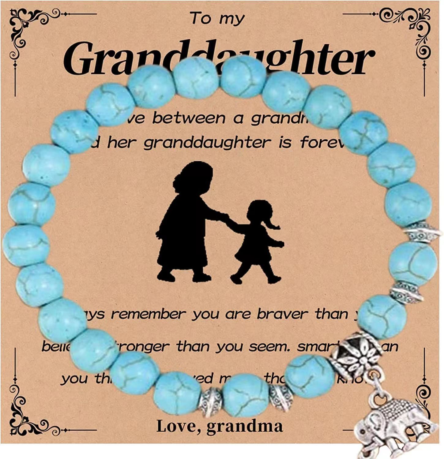 Turquoise Elephant Pendant Granddaughter Card