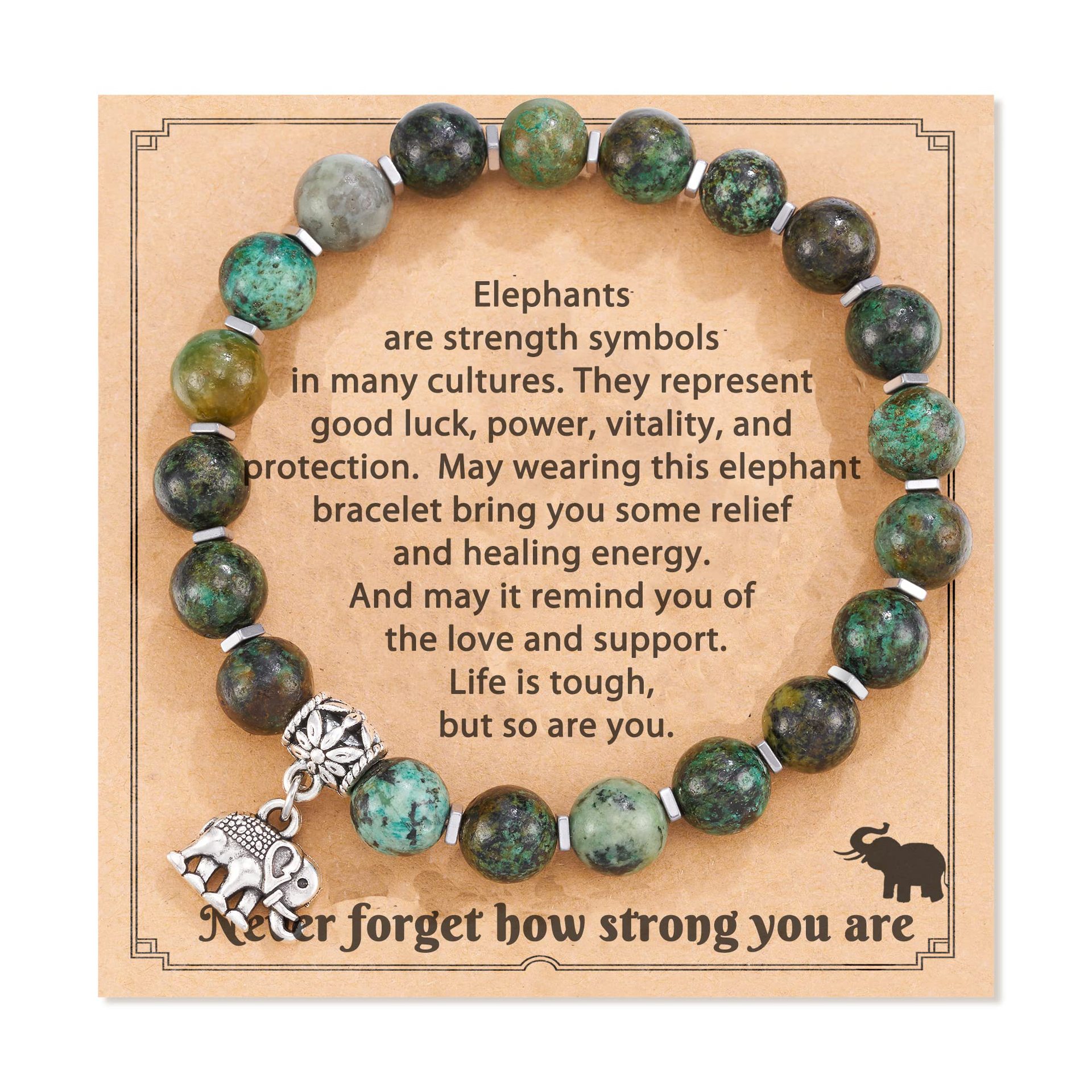 African Turquoise Spacer Elephant Pendant Never Card