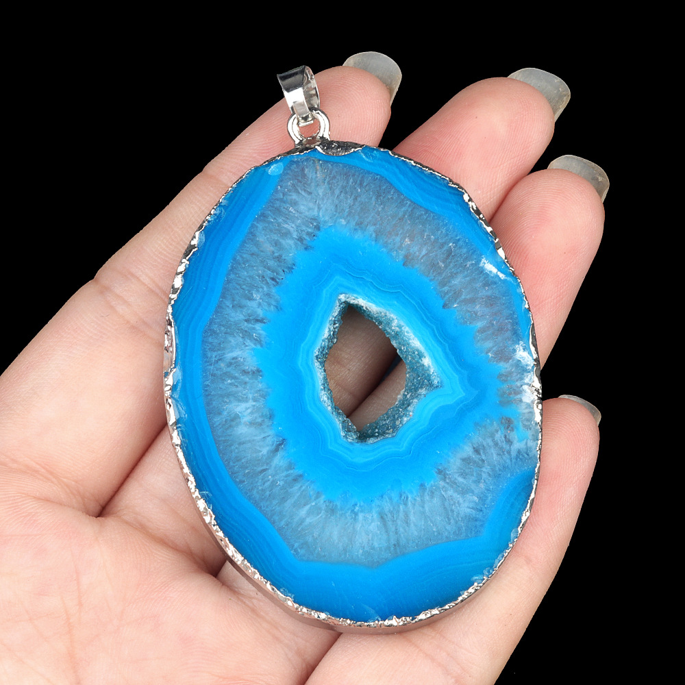 Blue agate (silver edge)