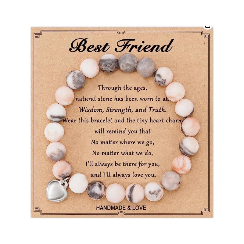 Pink Zebra Love Pendant Best friend Card