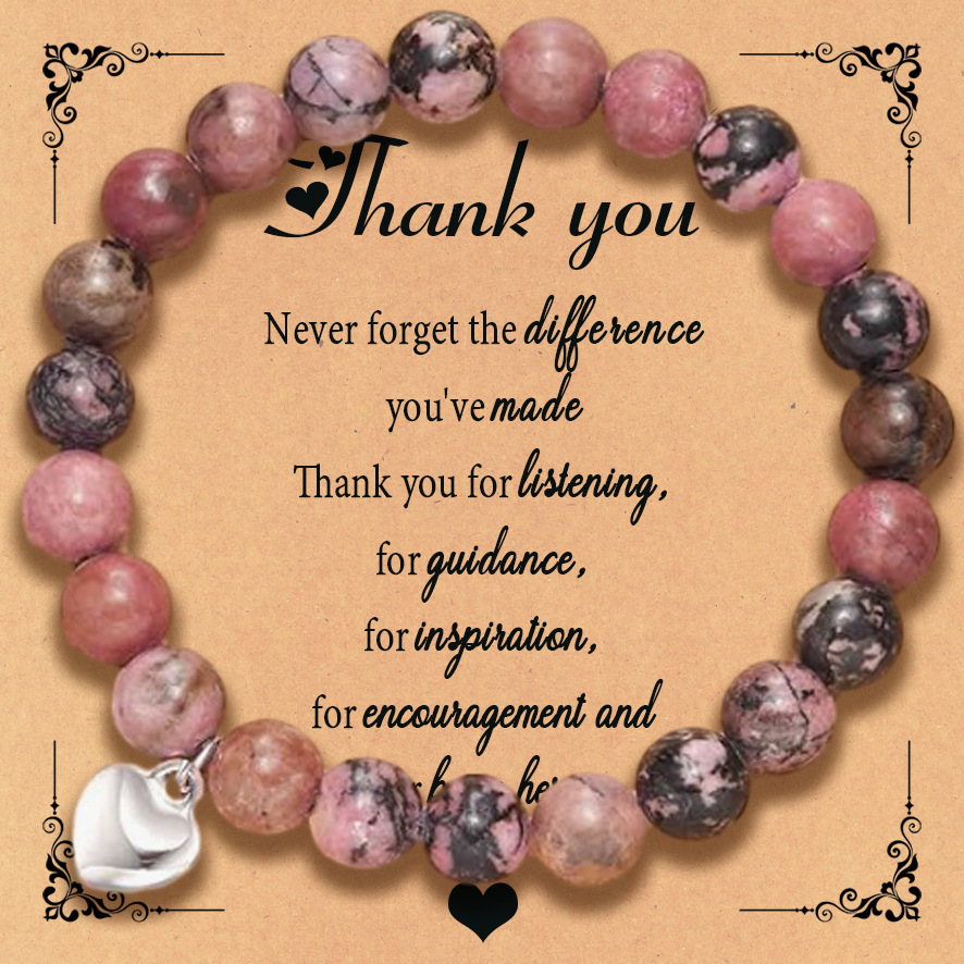 Black line red stone love pendant Thank you card