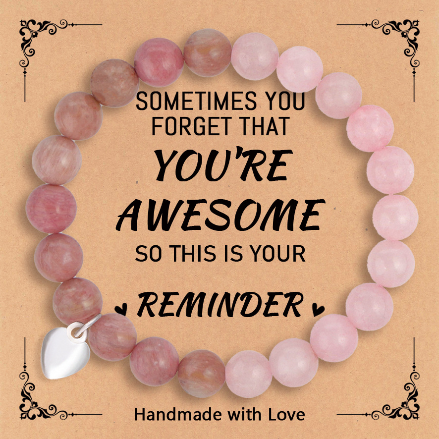 Pink Crystal Red Stone Love Pendant AWESOME Card