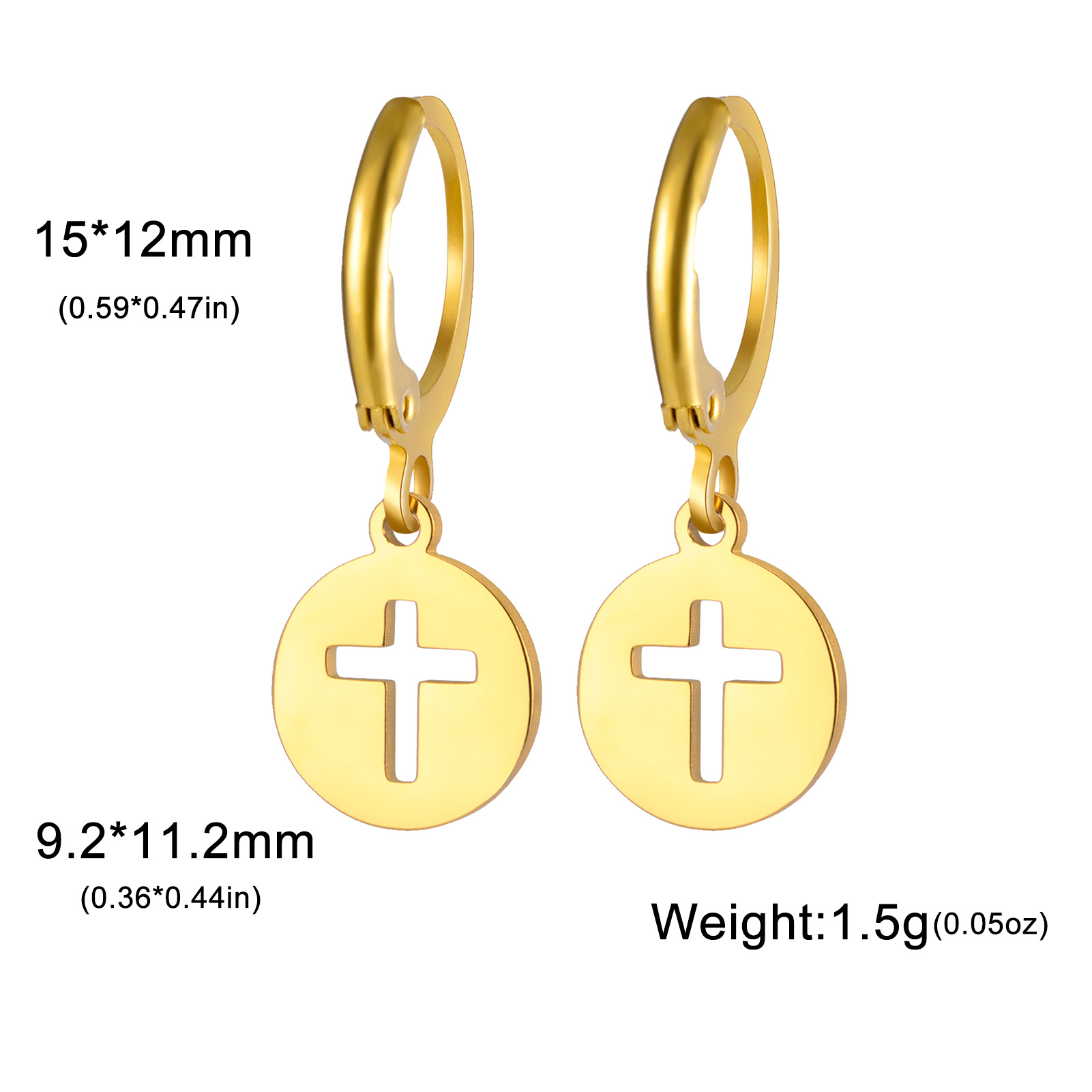 Cross small round card-gold