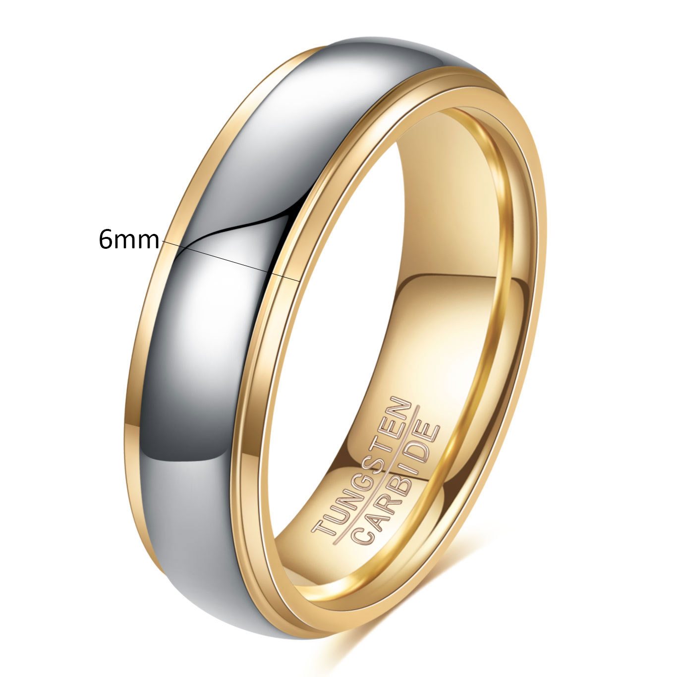 6mm tungsten steel with gold