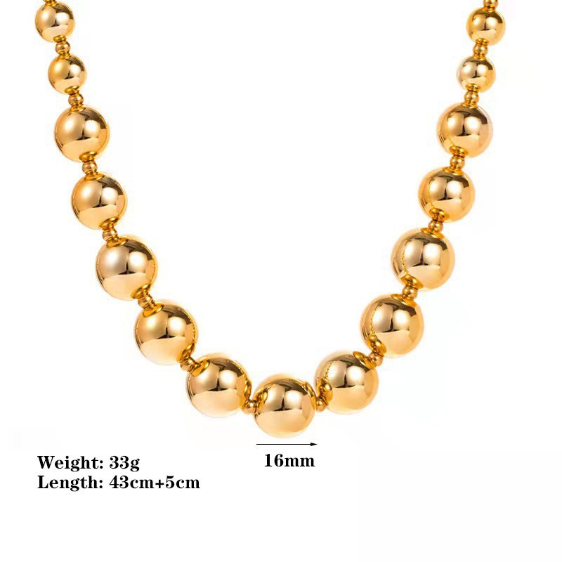 【TSH1067】big gold beads necklace gold