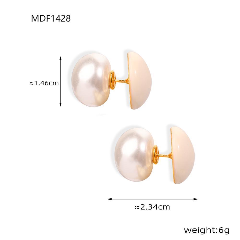 F1428-gold white glaze earrings