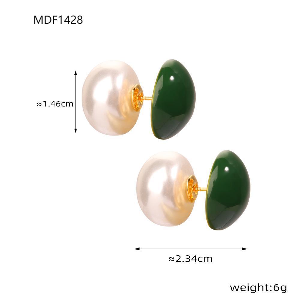 F1428-gold green glaze earrings